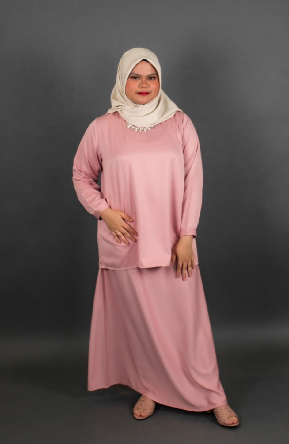 Baju Kurung Skirt in Pearly Pink