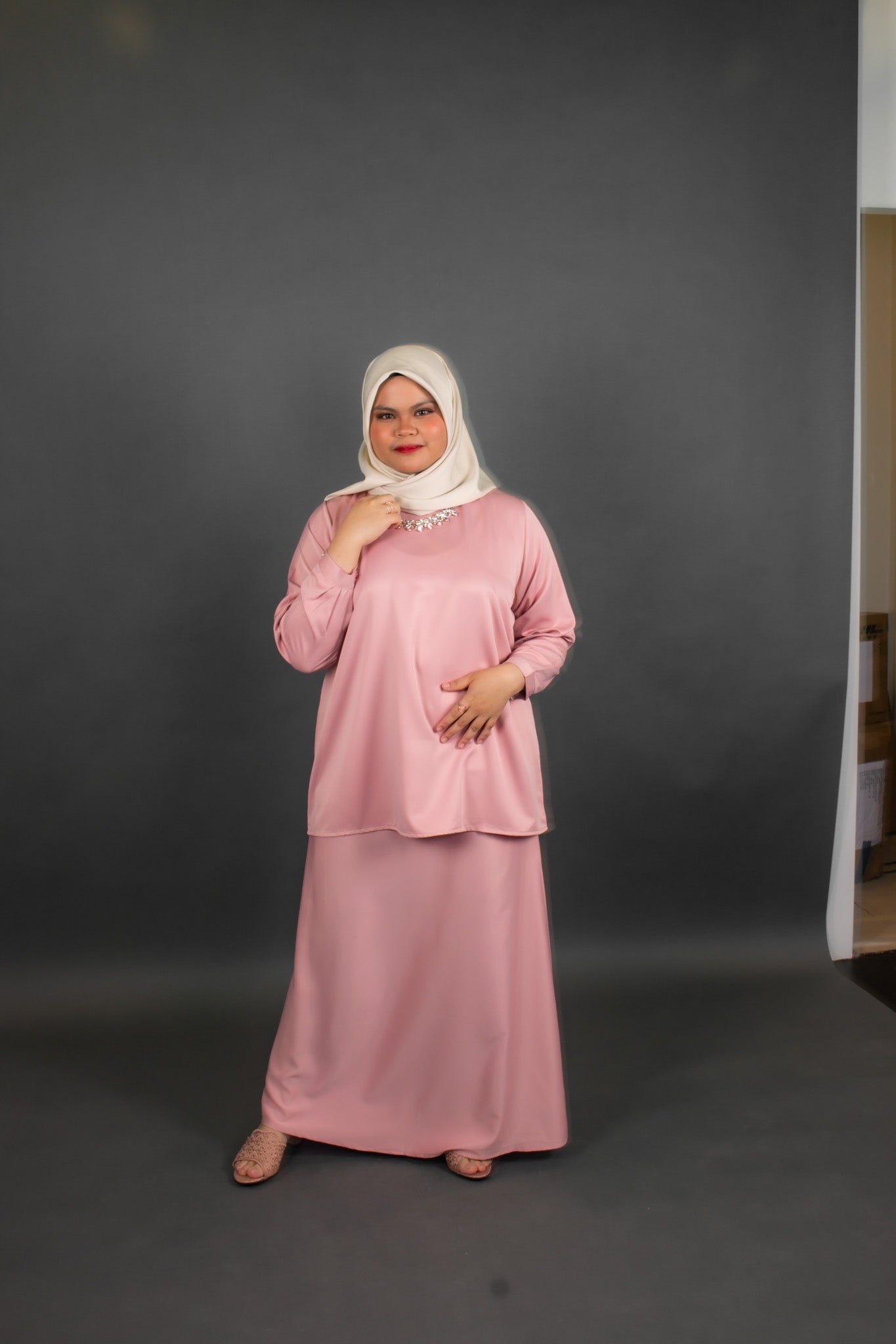 Baju Kurung Skirt in Pearly Pink