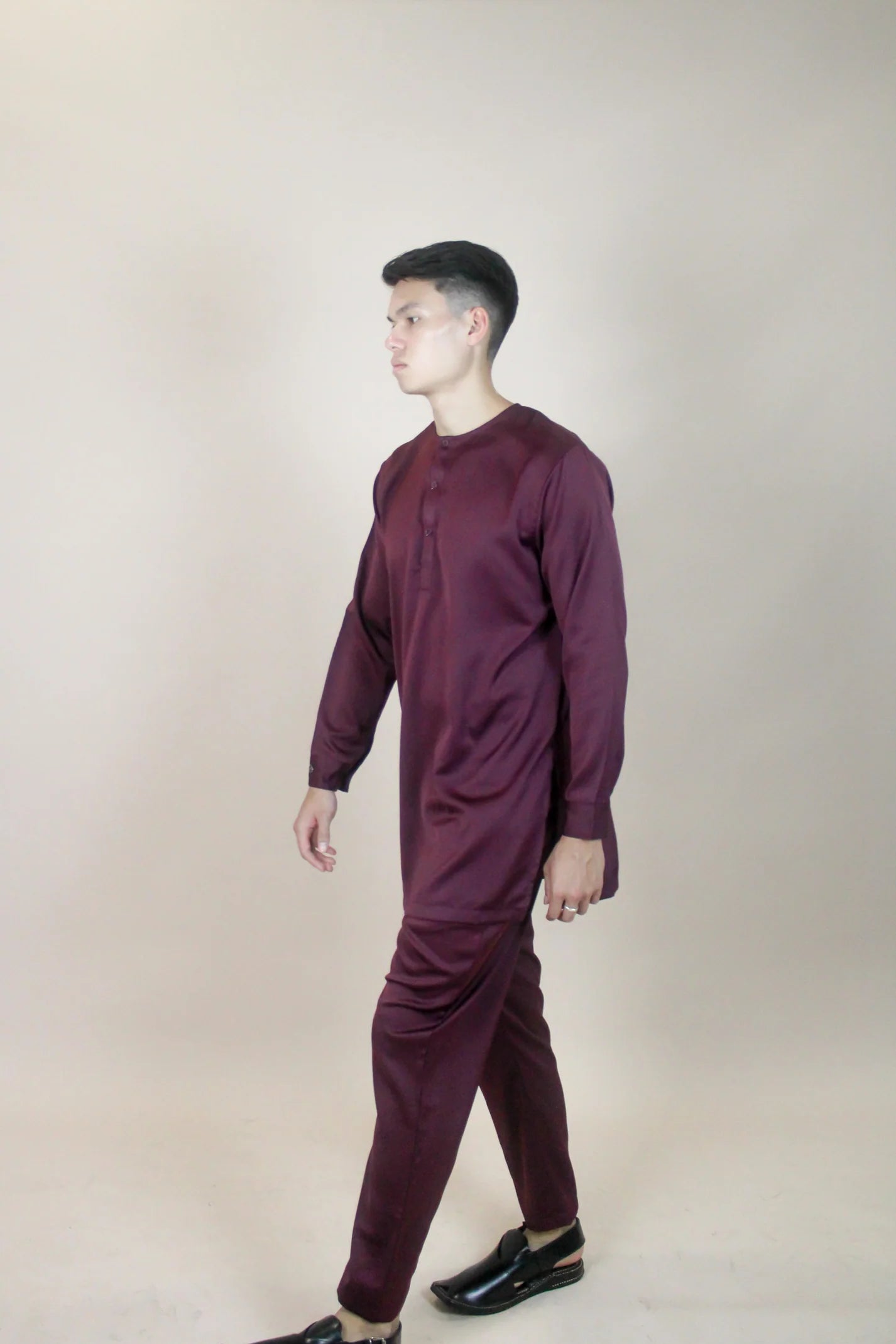 Satin Kurta Set Men In Jam Boo