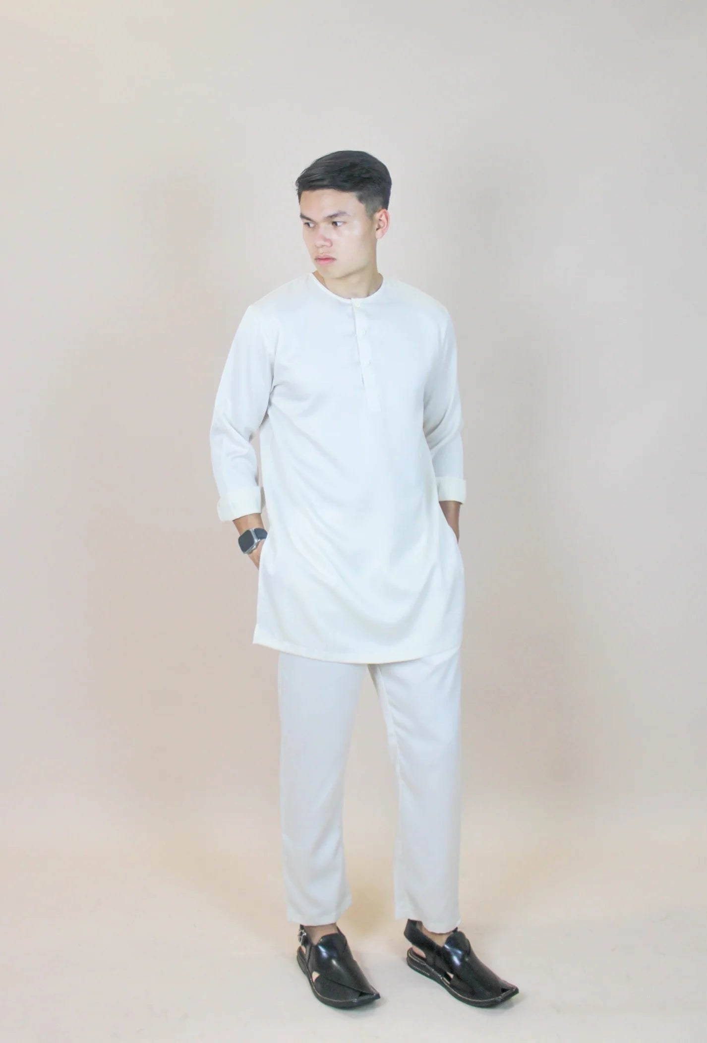 Satin Kurta Set Men In Almond