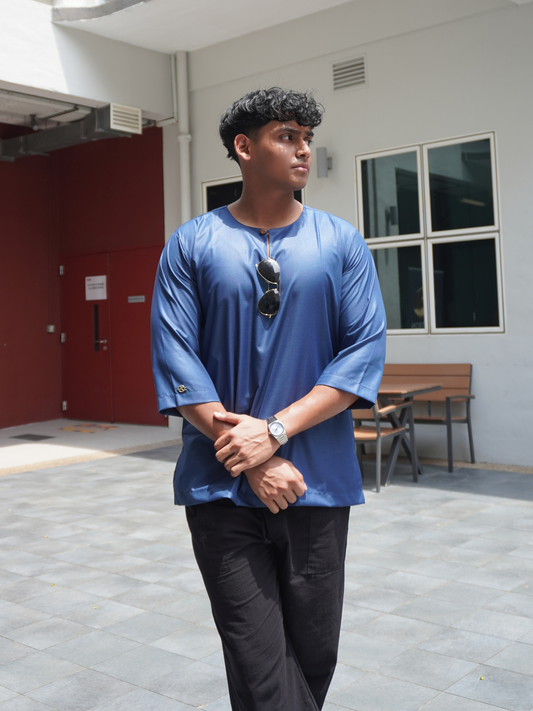 Jebat Kurta in Navy Blue