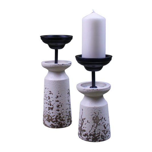 Distressed Candles with Black Holder