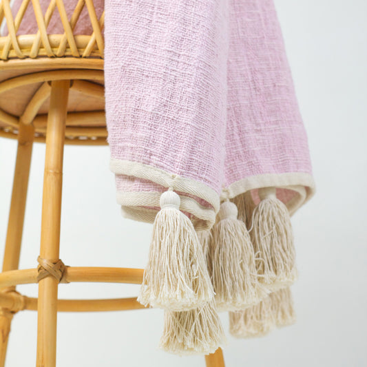 Vintage Pinc Throw with Tassel