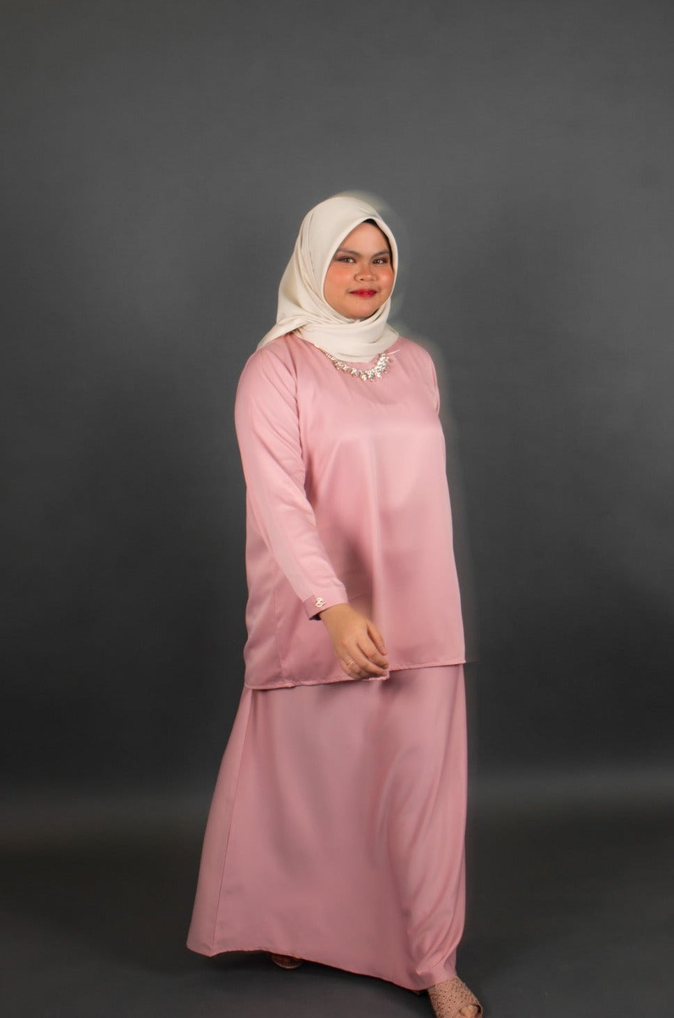 Curve Baju Kurung Top in Pearly Pink