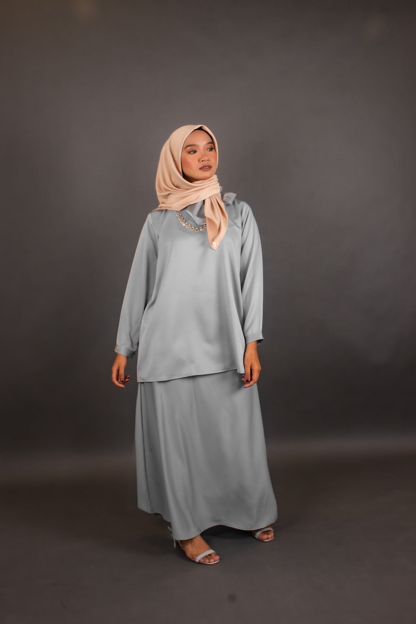 Curve Baju Kurung Skirt in Sea-Salt