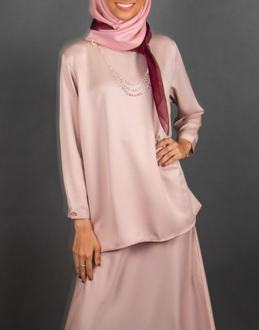 Curve Baju Kurung Top in Dusty Fin