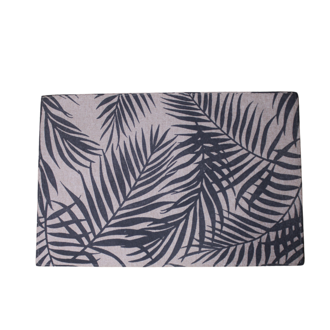 Linen Printed Grey Palm Placemat