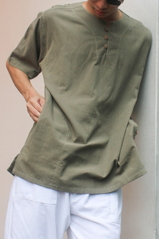 Short Sleeve Men's Linen Kurta