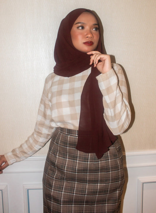 Curve Brunette Flannel Long Pint Skirt